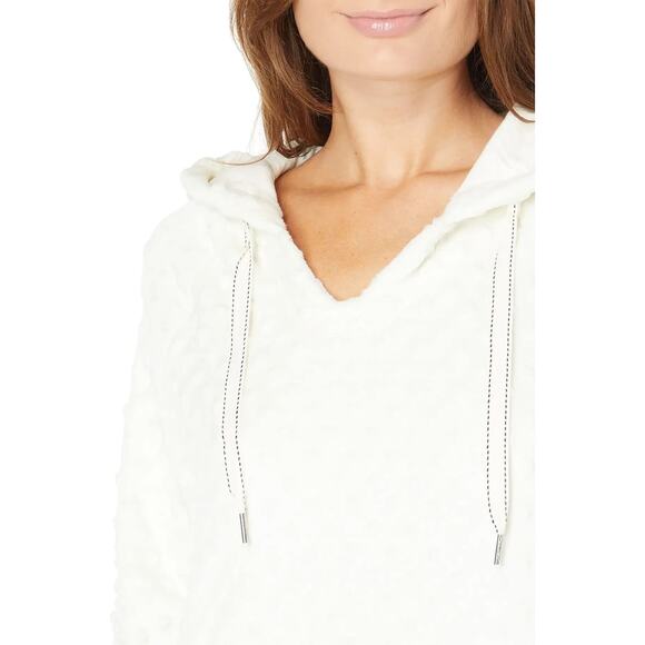 Dylan Womens Polka Dots Faux Fur Pullover in White Sz M | Comfy Cozy Casual Soft - Picture 15 of 15